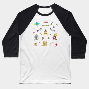 Happy Birthday Cat Baseball T-Shirt